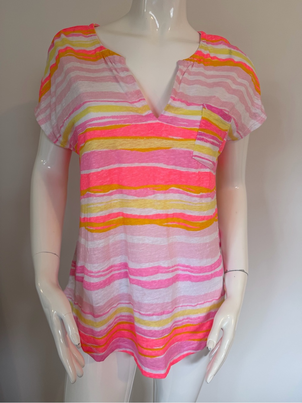 LILLY PULITZER pink pout Main Squeeze Stripe Duval linen Size Small